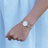 Escapulario ORA PRO NOBIS - pulsera medalla de plata 18mm con cadena