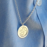 Escapulario ORA PRO NOBIS - collar medalla de plata 20mm con cadena