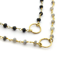 Collar piedras naturales con aro de plata bañada en oro