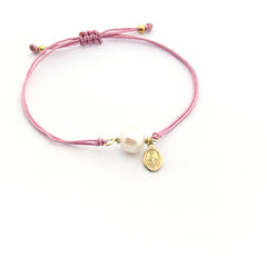 VIRGEN MILAGROSA - pulsera perla y medalla dorada