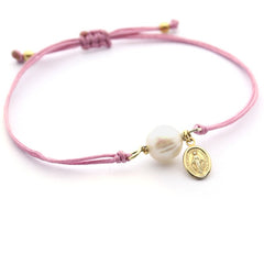 VIRGEN MILAGROSA - pulsera perla y medalla dorada