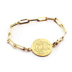 Escapulario MARÍA REINA - pulsera medalla dorada 21mm con cadena