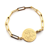 Escapulario MARÍA REINA - pulsera medalla dorada 21mm con cadena