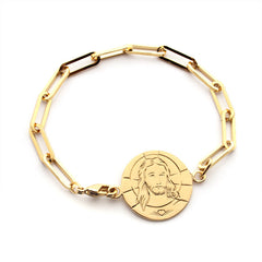 Escapulario MARÍA REINA - pulsera medalla dorada 21mm con cadena