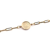 Escapulario ORA PRO NOBIS - medalla dorada 18mm con cadena