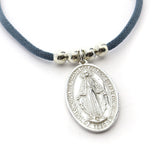 VIRGEN MILAGROSA - collar medalla plata 30x20mm con elástico
