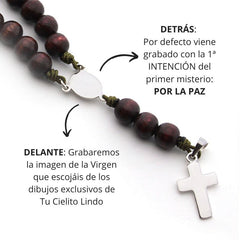 ROSARIO DE LA FAMILIA - Personalizable de madera y plata