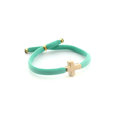 DAN DOR ELÁSTICA - Pulsera cruz personalizable dorada 10x13mm