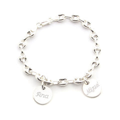 LISA - customizable rope bracelet with 15mm silver medals