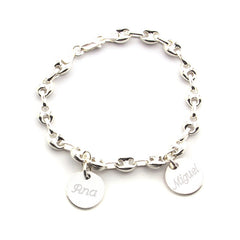 LISA - customizable rope bracelet with 15mm silver medals