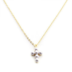 CROSS PEARLS - Gold chain necklace