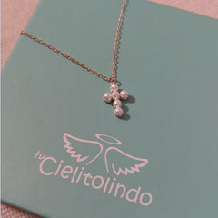 CROSS PEARLS - Gold chain necklace