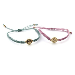 CARMELO scapular - 10mm gold medal bracelet with macramé