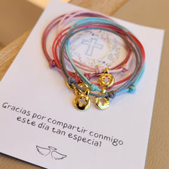 PACK de 5 pulseras Cruz dorada