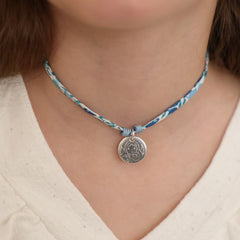 VIRGEN DEL ROSARIO - collar medalla plata o dorada 16mm