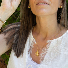 Escapulario CARMELO DOR - collar medalla personalizable dorada 18mm con cadena