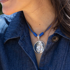 VIRGIN OF CARMEN - customizable silver medallion necklace 34mm