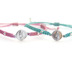 CARMELO scapular - 10mm silver medal bracelet with macramé