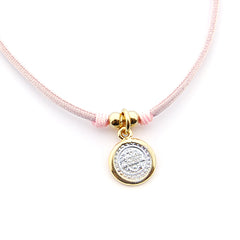 VIRGEN DE GUADALUPE RIBETE DORADO - Collar medalla 15mm