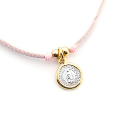 VIRGEN DE GUADALUPE RIBETE DORADO - Collar medalla 15mm