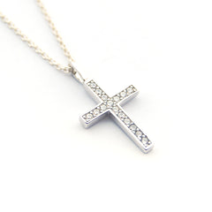 LIGHT - silver cross and zircons 9x11mm
