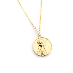 CORAZÓN DE MARÍA - collar medalla dorada 22mm con cadena