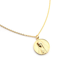 CORAZÓN DE MARÍA - collar medalla dorada 22mm con cadena