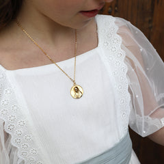 CORAZÓN DE MARÍA - collar medalla dorada 22mm con cadena
