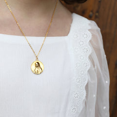 CORAZÓN DE MARÍA - collar medalla dorada 22mm con cadena