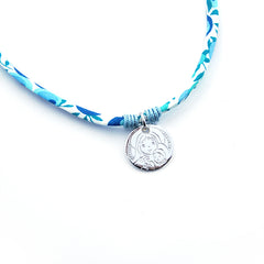 VIRGEN DEL ROSARIO - collar medalla plata o dorada 16mm