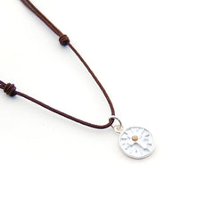 GRANO DE MOSTAZA - collar plata 12mm con hilo cordón largo