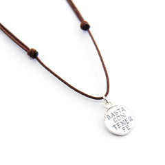 GRANO DE MOSTAZA - collar plata 12mm con hilo cordón largo