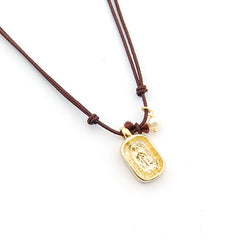 VIRGEN GUADALUPE DOR - collar medalla dorada 11x16mm