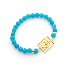 DETENTE DOR - pulsera personalizable dorada piedras azules