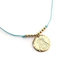 VIRGEN ESTRELLAS DOR - collar medalla dorada 18mm