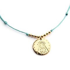 VIRGEN ESTRELLAS DOR - collar medalla dorada 18mm