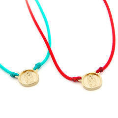 VIRGEN GUADALUPE DOR - collar elástico medalla dorada 20x18mm