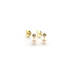 YOU AND ME - pearl and zirconia earrings 6x9mm
