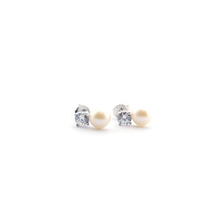 YOU AND ME - pearl and zirconia earrings