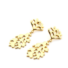 CORAL - pendientes acero dorado 20x60mm