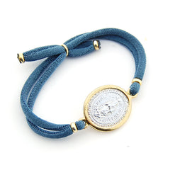 VIRGEN DE GUADALUPE RIBETE DORADO- pulsera medalla 20x25mm