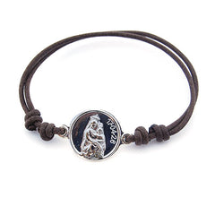 Escapulario CARMELO - pulsera medalla personalizable de plata 18mm con cordón