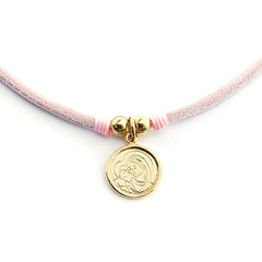 Escapulario DULCE MARÍA - collar medalla dorada 16mm con elástico