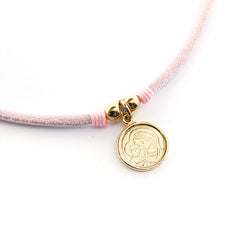 Escapulario DULCE MARÍA - collar medalla dorada 16mm con elástico