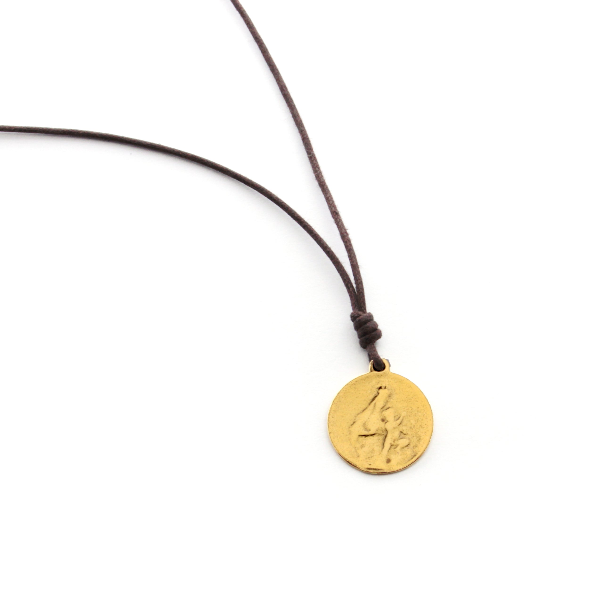 Escapulario MISERICORDIA - collar medalla dorada 18mm con cordón