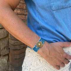 Padre Nuestro artesana - pulsera medalla dorada 22mm