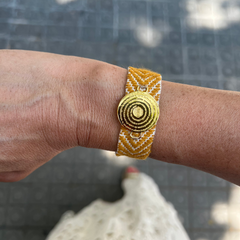 Padre Nuestro artesana - pulsera medalla dorada 22mm