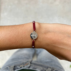 ALZA LA MIRADA - Pulsera FICUS medalla plata 13mm
