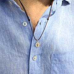 GRANO DE MOSTAZA - collar plata 12mm con hilo cordón largo