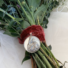 VIRGIN OF CARMEN - 34mm gold customizable medallion for the BRIDAL BOUQUET